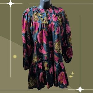 ✨ Farm Rio Patchwork Bananas Mini Babydoll Style Dress Size Xs
